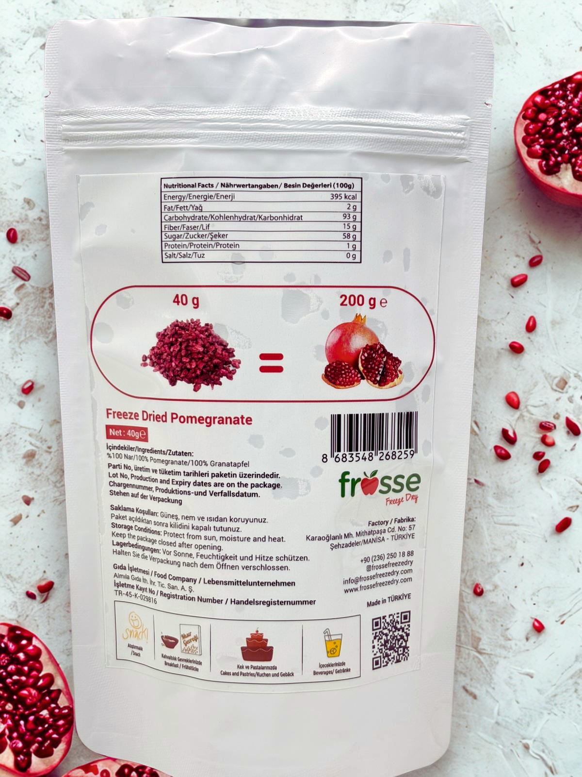 Pomegranate Crisps | Freeze Dried Fruit Chips | 10 x 40g Natural Snack Pack