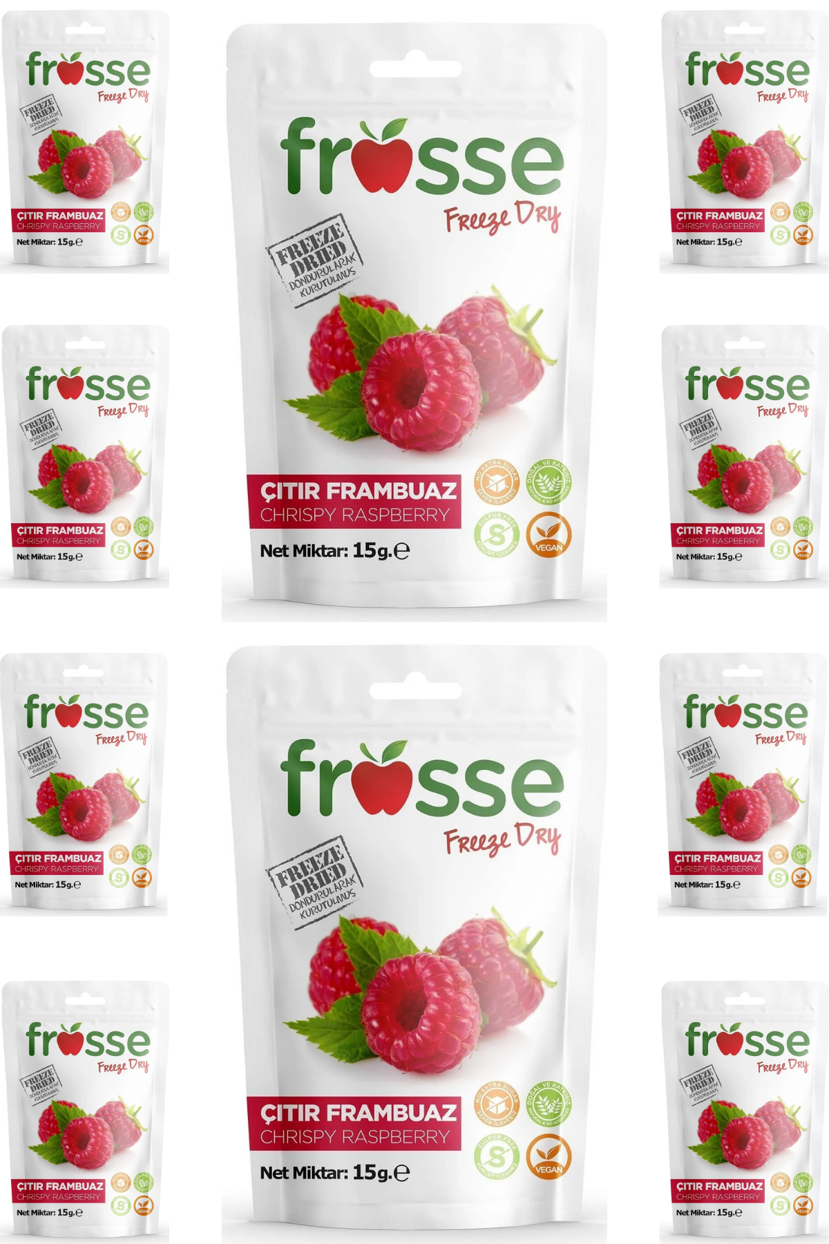 Raspberry Crisps | Freeze Dried Fruit Chips | 10 x 15g Natural Snack Pack