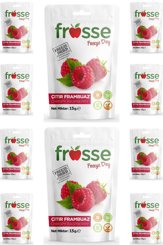 Raspberry Crisps | Freeze Dried Fruit Chips | 10 x 15g Natural Snack Pack