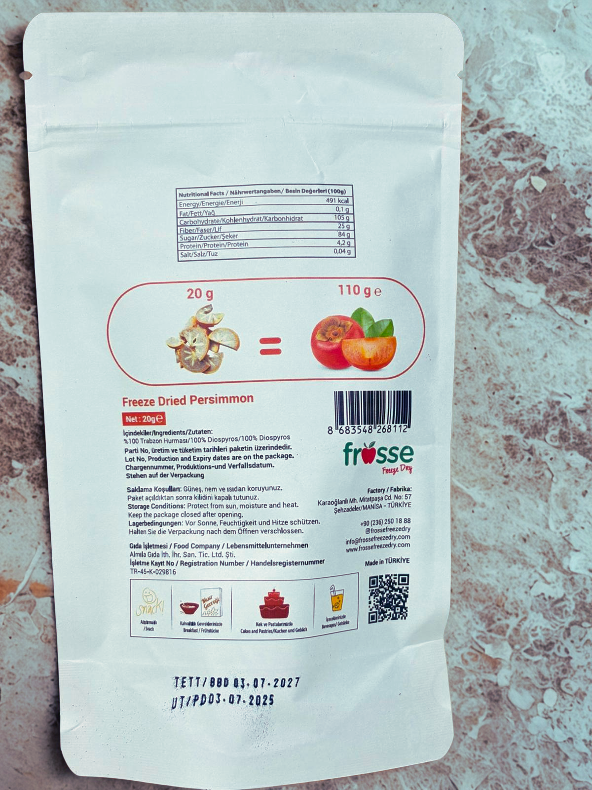 Persimmon Crisps | Freeze Dried Fruit Chips | 10-Pack Natural Snack